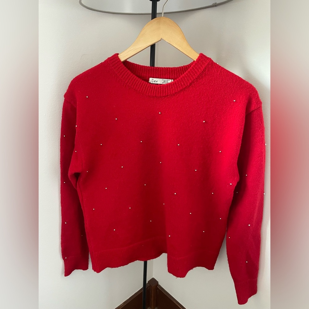 DEX | PAINT THE TOWN RED EMBELLISHED SWEATER | CHERRY